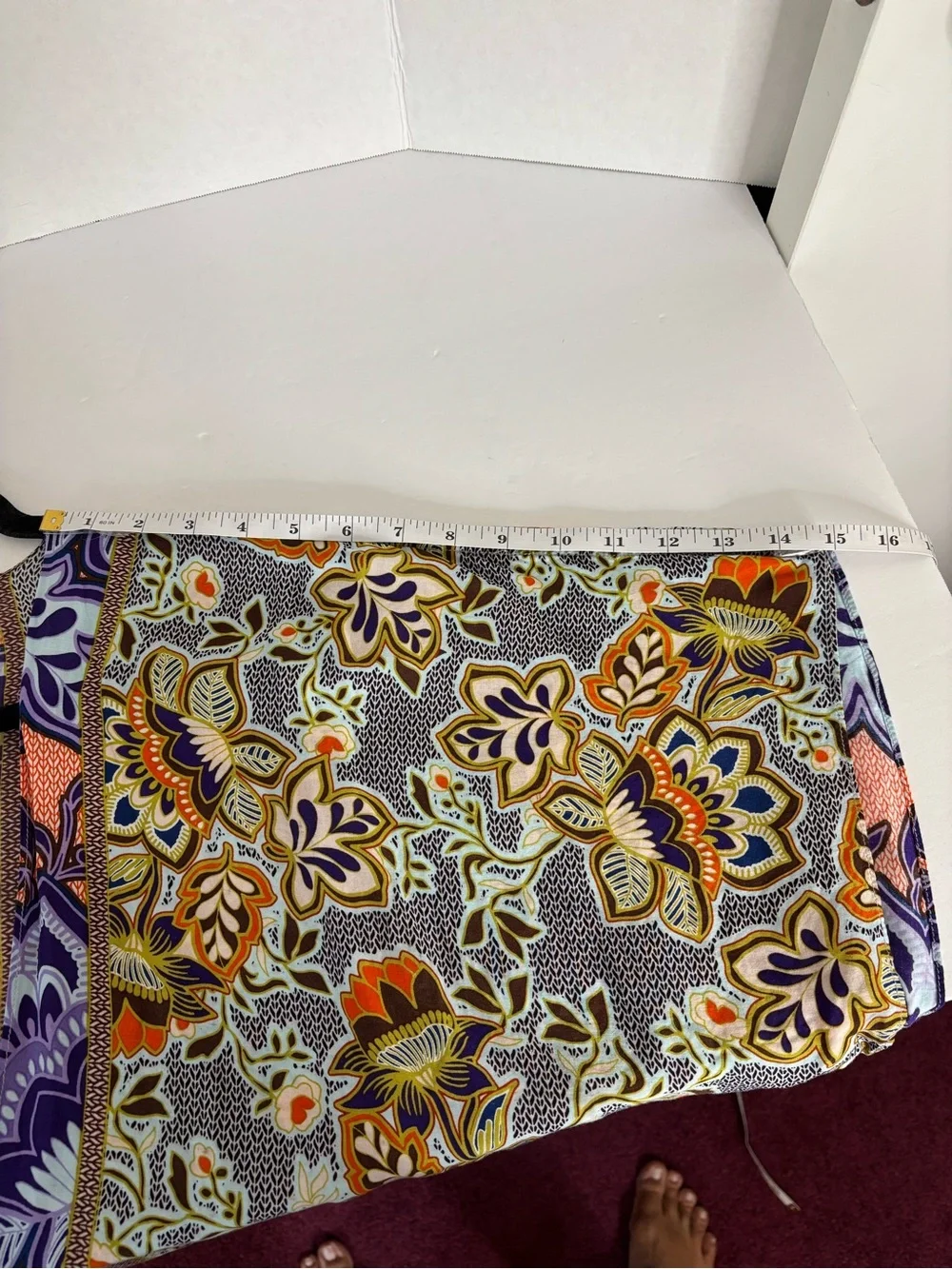 LOFT Bold Floral Patchwork Kimono - Purple, Orange, Navy, Cream
